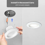 Feit Electric 5/6 Inch LED Recessed Downlight, 22.5W (120W Eqv), Dimmable, Adjustable White 2700K–5000K, Retrofit Kit, E26 Adapter, Ideal for Larger Spaces or High Ceilings, LEDR56XHO/6WYCA/4, 4 Pack