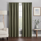 ECLIPSE Kendall Modern Blackout Thermal Rod Pocket Window Curtain for Bedroom or Living Room (1 Panel), 42" x 54", Artichoke