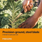 Fiskars Harvesting Knife, Gardening Gifts for Women, Serrated Edge Hand Tool with Sheath, Orange/Black