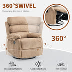 Velvet Upholstered Glider Recliner Chair – 360° Swivel Rocker Chair for Adults, Small Rocking Chair for Small Spaces, Soft Fabric Recliner Chair with Side Pockets, Comfortable Nursery Chair,Brwon