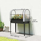 Outsunny Raised Garden Bed with Flip-Up Greenhouse Cover, Metal Elevated Garden Bed with Legs and Drainage Hole, Outdoor Raised Planter Box for Vegetables Herbs Flowers, 39.4" x 19.3" x 53.5", Black