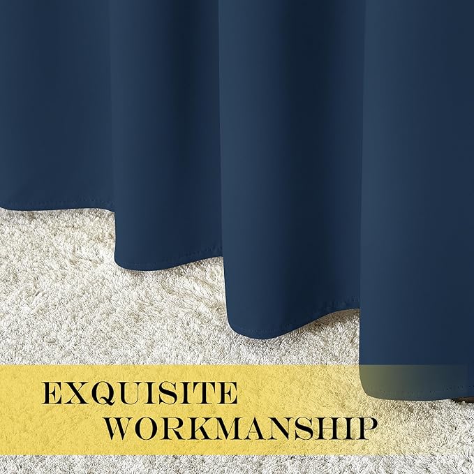 NICETOWN Blackout Curtain Drape 72 inch Long - Grommet Noise Reducing Thermal Insulated Modern Window Treatments for Bedroom Living Room (1 Panel, 52 x 72 Inch, Moroccan Blue)
