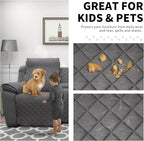 Easy-Going Loveseat Recliner Cover with Console, Reversible Couch Cover for Living Room, Split Sofa Cover for Each Seat with Elastic Straps for Kids, Dogs, Pets(2 Seater, Gray/Light Gray)
