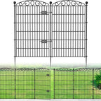 12 Panel No Dig Decorative Garden Fence with Gate - 42in H x 26.5 ft L, Tall Animal Barrier for Dogs Rabbits, Rustproof Metal Wire Panels for Yard, Patio, and Outdoor Border Use