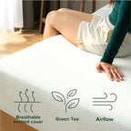 Zinus 5 Inch Twin Green Tea Memory Foam Mattress [New Version], Fiberglass Free, Medium Firm Feel, Zoned Pressure Relief, Certified Safe Foams & Fabric, Mattress in A Box