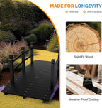 VINGLI Garden Bridge, Classic Wooden Bridge with Safety Rails, Decorative Arched Footbridge (Black, 5 ft)