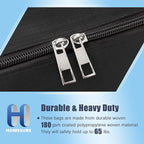 8 Pack Large Strong Bags with Zippers & Carrying Handles - Water-Resistant - Heavy Duty Storage Tote for Space Saving, Fold Flat, Alternative to Moving Box (Black)