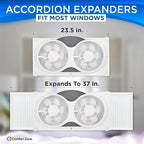 Comfort Zone 9-Inch Smart WiFi Twin Window Fan – 3-Speed Dual Blade Fan with App & Voice Control, Reversible Exhaust, Cooling & Circulate Modes, Expandable 23.5" to 37", Bug Screen