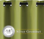 NICETOWN Room Darkening Sliding Door Curtains 2 Panels 102 inches Length - Grommet Privacy Sun & Heat Reducing Window Curtains & Drapes for Bedroom/Living Room (W66 x L102, Fresh Green)