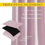 NICETOWN Blackout Curtains for Girls Room - Thermal Insulated Solid Grommet Room Darkening Curtains/Panels/Drapes for Bedroom (Lavender Pink=Baby Pink, 1 Pair, 52 by 45-Inch)