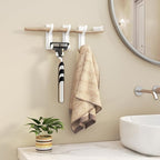 pickpiff Adhesive Wall Coat Hooks - Heavy Duty Stick-On Door Hanger, Metal Hook for Hanging Towel,Purse, Robe, Backpack, Jacket, Clothes - for Bathroom,Dorm, Closet, Kitchen - White, 4 Pack