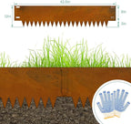 Co rten Steel Landscape Edging 12 Inch Tall 6 Packs, Pre-Rusted Metal Garden Edging, Hammer in Landscape Edging with 6 Clips and a Pair of Gloves, Steel Edging for Landscaping, Lawn Rusty