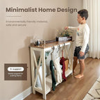 PHI VILLA White Entryway Table, Farmhouse Console Table Narrow Sofa Table Hallway, Ivory Skinny Entry Table