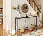 SUPERJARE Console Table with Outlet, 63 Inch Sofa Table with Charging Station, Narrow Entryway Table, Skinny Hallway Table, Behind Couch Table, for Living Room, Plants, Black