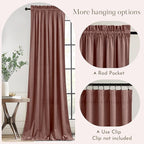 NICETOWN Dusty Rose Pink Velvet Curtains 96 inches Long - Blackout Curtains for Living Room, Thermal Insulated Soundproof Panels Soft Luxury Home Decor for Bedroom, W52 x L96, 2 Panels