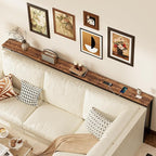 SUPERJARE 102.4 Inch Sofa Table with Power Outlets and USB-C Port, 5.9 Inch Narrow Console Tables, Entryway Hallway Couch Tables with Storage, Behind Sofa, Small Spaces, Living Room, Rusitc Brown