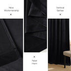 NICETOWN Black 92 inch Long Velvet Curtains for Living Room - Blackout Vision Light Blocking Window Treatments for Baseroom, Rod Pocket Design, W52 x L92, 2 Panels