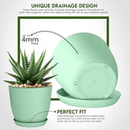 Utopia Home - Plant Pots Indoor with Drainage - 7/6.6/6/5.3/4.8 Inches Home Decor Flower Pots - Plastic Planters for Indoor Plants, Cactus, Succulents Pot (Mint, Pack of 10)