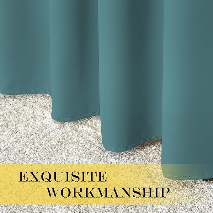 NICETOWN Sea Teal Blackout Curtains 84 inch Length, Grommet Top Room Darkening Drapes for Bedroom Living Room, Light Blocking Window Covering for Privacy (W66 x L84 Inch, 1 Panel)