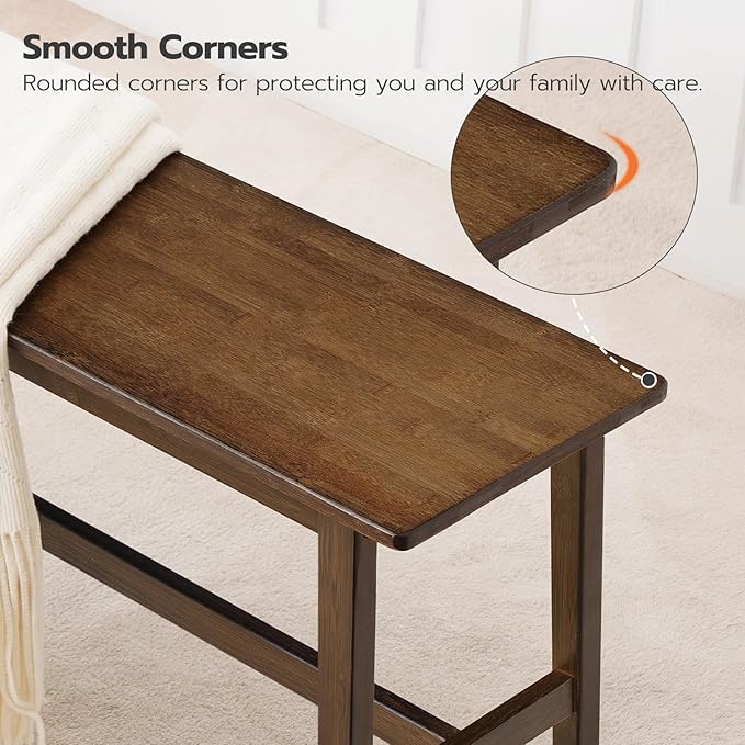 HOOBRO 39.3'' Bamboo Dining Bench, Farmhouse Kitchen Table Bench, Kitchen & Living Room Furniture, Easy to Assemble, Sturdy and Stable, Mocha MA03CD01G2