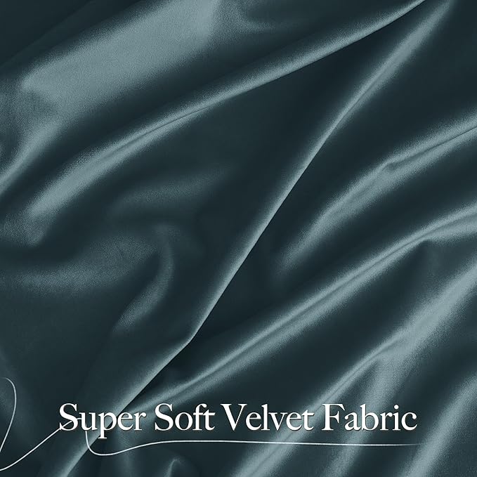 NICETOWN Greyish Blue Velvet Curtains (2 Panels, 52-inch Wide x 108-inch Long), Luxury and Soft Thermal Insulated Velvet Curtains for Film, Extra Long Window Curtains for Large Door Windows