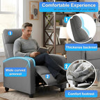 BestMassage | Recliner Chair | No Massage Function | Textile Grey | with Lumbar Support, Adjustable Push Back, Wide Armrests, Footrest & Padded Seat | Easy Assembly | for Living Room, Home Theatre