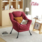 Tiita Lazy Chair, Red Modern Large Accent Armchair, Comfy Leisure Sofa Reading Chair for Bedroom, Living Room, Dorm Rooms, Garden and Courtyard, Red