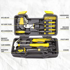 CARTMAN 39-Piece Home Tool Set Kit, Essential Household Hand Tools with Plastic Storage Case, Yellow