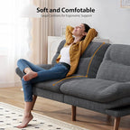 Pipishell Futon Sofa Bed, 75 Inch Corduroy Futon Couch Convertible with Adjustable Backrest and Armrests, Recliner Sleeper Sofa for Small Spaces, Living Room, Office, Guest Room (Grey, 75 Inch) | Adjustable
