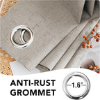 H.VERSAILTEX Linen Blackout Curtains Durable Thick Textured Linen Look 100% Blackout Patio Door Curtain Anti Rust Grommet Extra Wide Sliding Door Curtain Panel, W100 x L84 inch - Stone