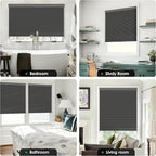 LazBlinds No Tools No Drill Cordless Cellular Shades, Blackout Light Blocking Honeycomb Shades for Home, Thermal Insulation Blinds for Windows, 41" W x 48" H, Black