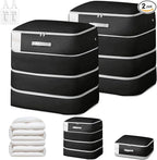Comforter Storage Bag - 130L Large Capacity Blanket Storage Bags 4-Layer Ultra Space Saving Self Compression Organizer, Washable Compression Bags for Storage Comforter Blanket, 2-Pack, Black