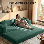 78.8" Convertible Sofa Bed,Corduroy Futon Couch with Storage Pocket,Folding Pull Out Futon Sofa,No Assembly Boneless Couch for Living Room, Emerald Green | Convertible Sofa Bed, Boneless Couch, sofa for living room, sleeper sofa, modular sofa