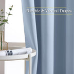NICETOWN Room Darkening Extra Long Curtains - Home Fashion Ring Top Thermal Insulated Weighted Large Window Treatment Drapes for Nursery (W80 x L108, Vintage Blue, Set of 2)