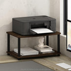 Furinno Turn-N-Tube Printer Stand with Storage, 2-Tier Printer Table, Under Desk Printer Stand, Toolless Assembly, for CPU, Office Supplies, Home Office, Columbia Walnut