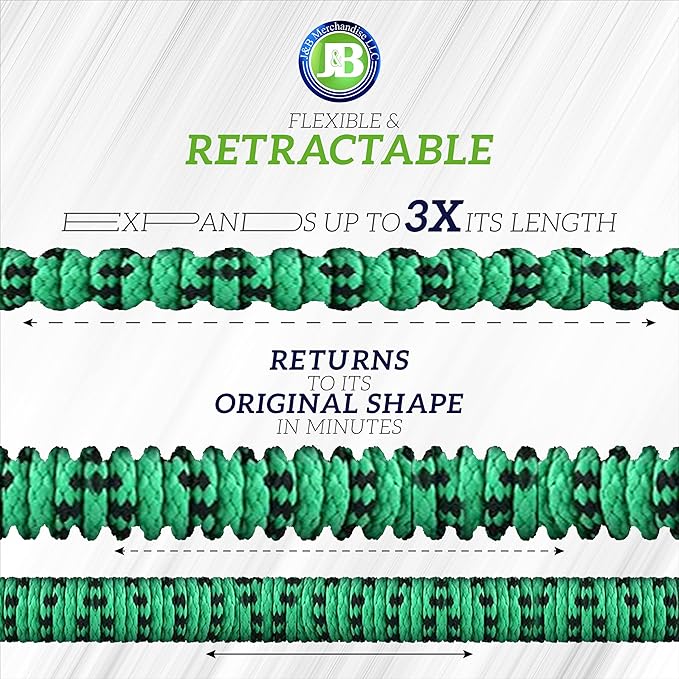J&B XpandaHose 75ft Expandable Garden Hose – Ultra-Strong 3750D, 4-Layer Latex Core, Brass 3/4" Connectors, 10-Pattern Nozzle & Storage Bag – Lightweight, Kink-Reducing, Leak-Resistant