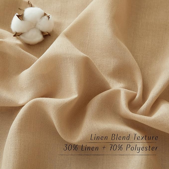 NICETOWN Rustic Linen 132 inch Long Curtains for Living Room, Grommet Privacy Added Thick Linen Weave with Light Filter Window Curtains & Drapes for Bedroom, Burlap, W55 x L132, 2 Panels