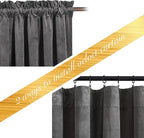 NICETOWN Living Room Grey Velvet Curtains, Sound and Sunlight Reducing Heavy Matt Rod Pocket Drapes/Panels for High Celling Wall (2 Panel Per Pack, 72 inches Long)