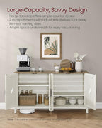 VASAGLE LIRY Collection - Storage Cabinet, Buffet Cabinet, Sideboard, Credenza, with Adjustable Shelves, for Living Room, Entryway, Rustic White and Honey Brown ULSC381W01
