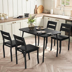 IDEALHOUSE Dining Table Set for 4 Modern Kitchen Table and Chairs Set with Chamfered Edges Cushioned Seats Space-Saving Metal Frame Compact Breakfast Nook (Soft Seat Black Tube + Black)