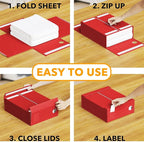 SpaceAid 8 Pack Bed Sheet Organizers and Storage, Foldable Sheet Organizer for Linen Closet, Sheets Set Folder Keeper with Window XL (Queen & King Size) Bedding Container (Red, 8 Pack)