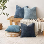 MIULEE Pack of 4 Couch Throw Pillow Covers 26x26 Inch Neutral Blue Soft Decorative Chenille Pillow Covers Farmhouse Accent Cushion Covers for Boho Western Spring Home Decor Sofa Bedroom Living Room