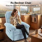 Recliner Chair, Swivel Rocker Recliner Chair for Adults, Small Recliners for Small Spaces, Manual Recliner with Side Pockets, Upholstered Nursery Rocking Chair for Living Room, Chenille, Blue