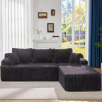 Modular Sectional Sofa Couches L-Shape Couch 3 Seat Modular Sofa Memory Foam Sectional Couches for Living Room, Cloud Couch with Oversized Chaise (Black Stripe, 108" Right Facing Chaise)