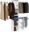 Furinno FANO Closet Organizers and Storage, 5-Tier Closet Storage Organizer with 3 Hanging Bars, Wardrobe Closet Shelf Towers, Adjustable Shelves, for Wardrobe, Bedroom, Living Room, White