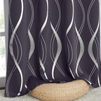 NICETOWN Blackout Curtains Panels for Living Room, Greyish Purple, 52" Wide x 84" Long, 2 Panels, Sound Reducing Thermal Insulated Wave Line Foil Print Design Curtains for Patio Sliding Glass Door