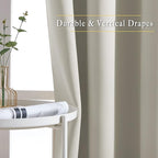 NICETOWN Room Darkening Natural Curtains & Drapes for Living Room - Thermal Insulated Solid Grommet Sound Reducing Privacy Window Treatments for Bedroom, 2 Panels, W66 x L84