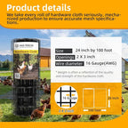 24in x 100ft Black Hardware Cloth 2x3 inch 16Ga PVC Coated Wire Mesh Vinyl Coated Fence, Welded Metal Chicken Wire Fencing Roll, Garden Plant Fencing, for Chicken Coop and Home Improvement