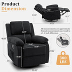 Recliner Chair, 360 Swivel Rocker Chair for Adults, Small Rocking Recliner for Small Spaces, Upholstered Fabric Glider Recliner Nursery