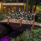 HAPPYGRILL 5FT Wooden Garden Bridge, Decorative Pond Landscaping Bridge with Classic Arc Footbridge & Double Safety Railings, Garden Bridges for Outdoors, Backyard, Garden Farm (Brown)